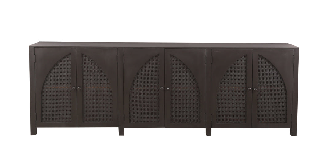 Black Tilda 6-Door Sideboard seen from the front on a white background