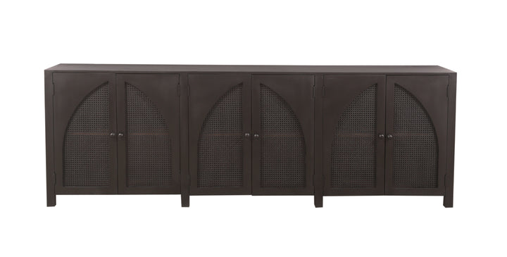 Black Tilda 6-Door Sideboard seen from the front on a white background