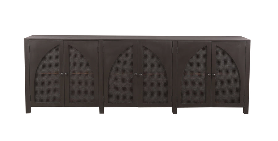 Black Tilda 6-Door Sideboard seen from the front on a white background