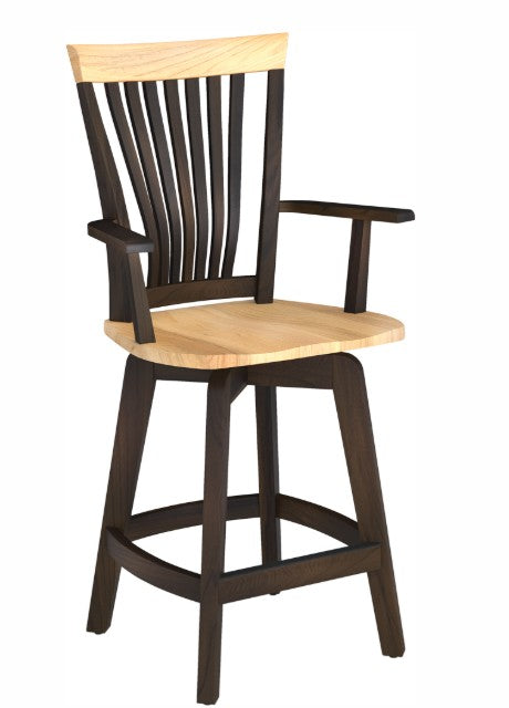 Mavin Amish Custom Furniture Swivel Arm Barstool