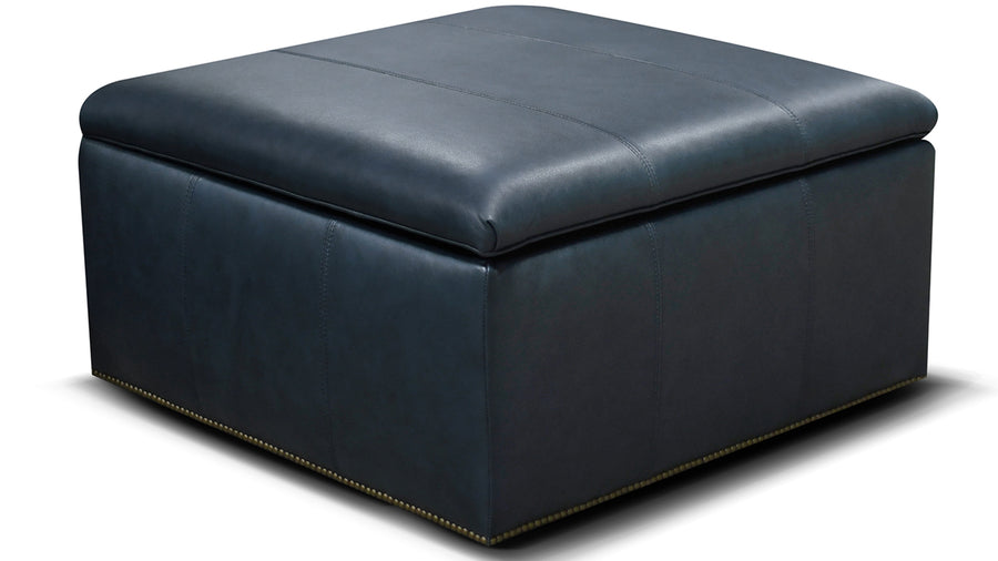 76581LN Hendrix Leather Storage Ottoman with Nails