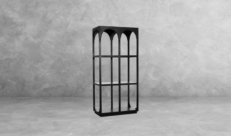 The Fox & Roe Arcade Bookcase in Distressed Black Finish