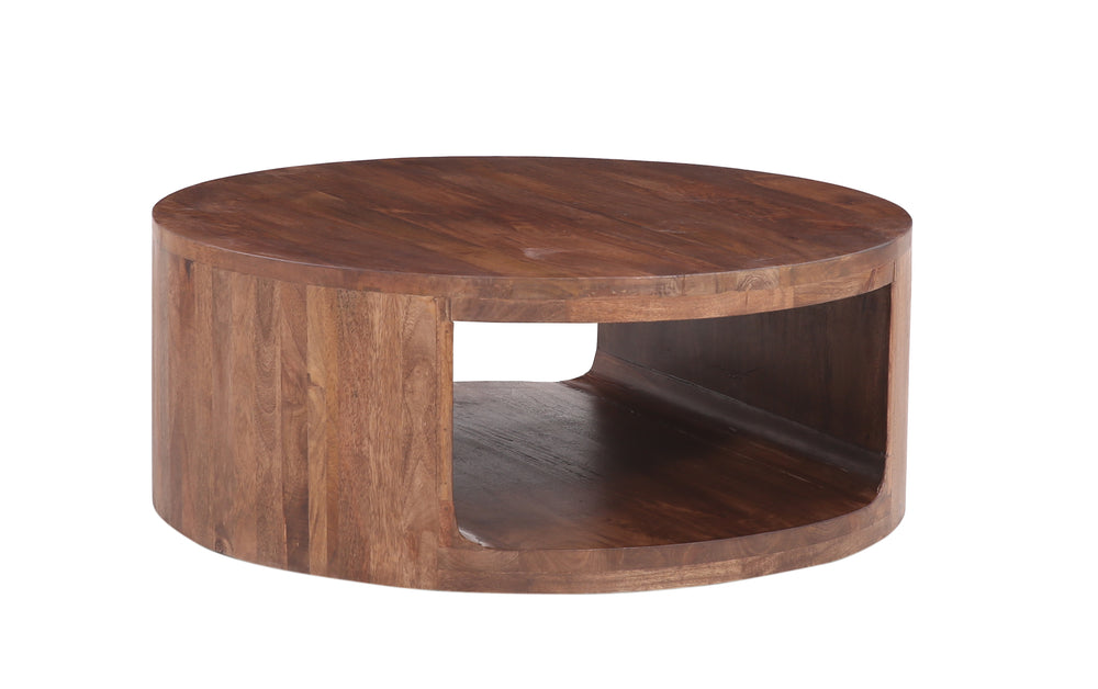 Brown Oslo Round Coffee Table with a complete view on a white background