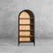 The Fox & Roe Hattie Open Bookcase in Washed Black and Walnut Finish