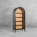 The Fox & Roe Hattie Open Bookcase in Washed Black and Walnut Finish