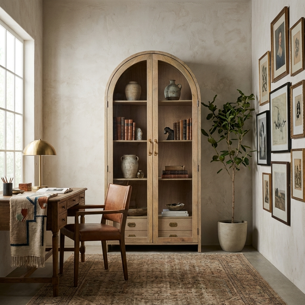 Elsa Glass Cabinet with Drawer Storage