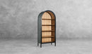 The Fox & Roe Hattie Open Bookcase in Sandblasted Black and Walnut Finishes