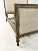 The Fox & Roe Maison Cream Fabric Panel Bed In Wire Brushed Salvage Finish