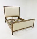 The Fox & Roe Maison Cream Fabric Panel Bed In Wire Brush Salvage Grey Finish