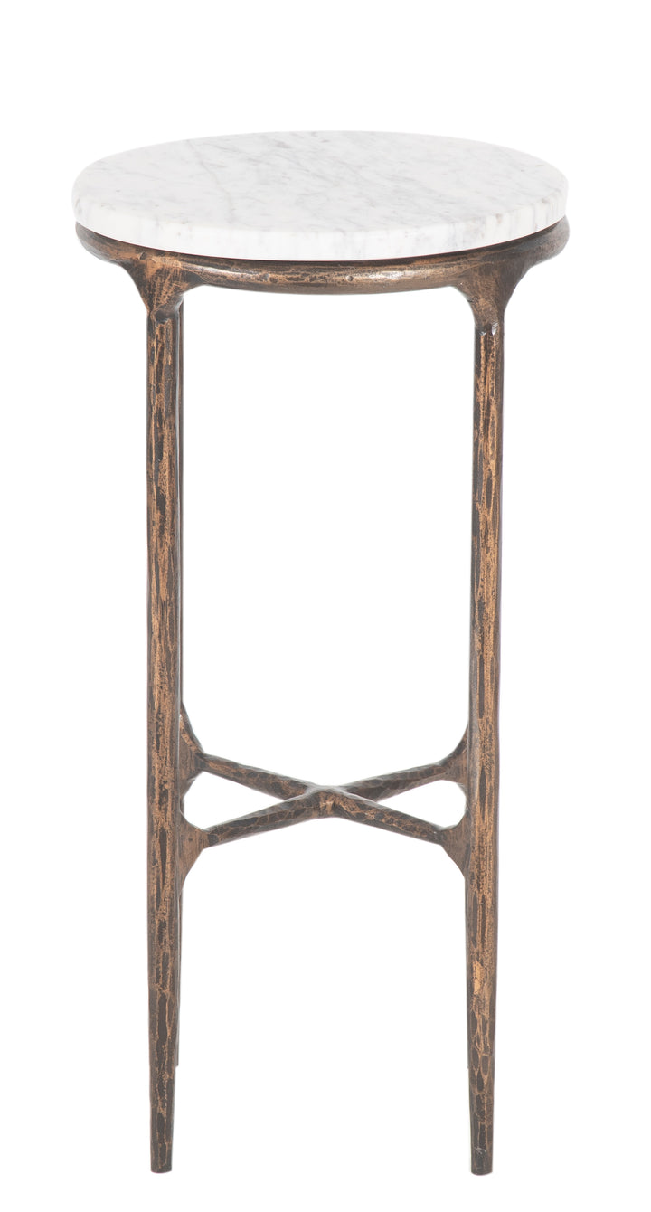 The Fox & Roe Aviva Round Martini Table with Iron Base and Marble Top