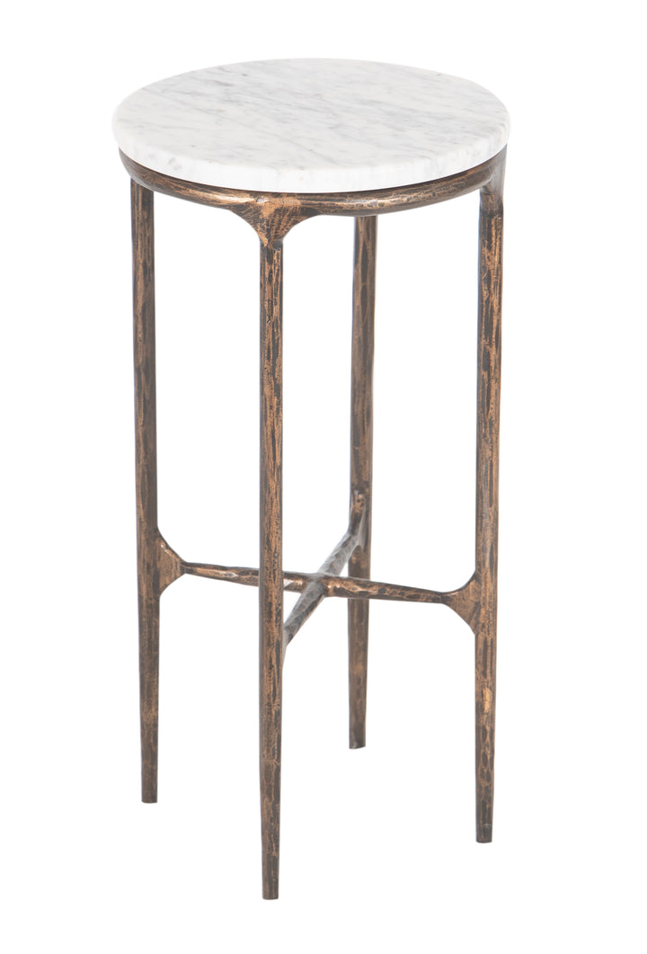 The Fox & Roe Aviva Round Martini Table with Iron Base and Marble Top