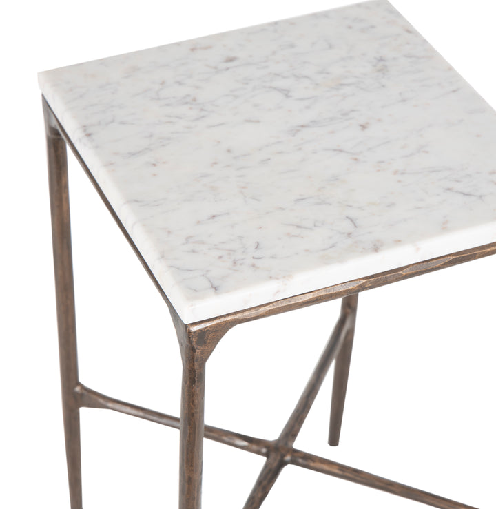 The Fox & Roe Aviva Square Martini Table with Iron Base and Marble Top