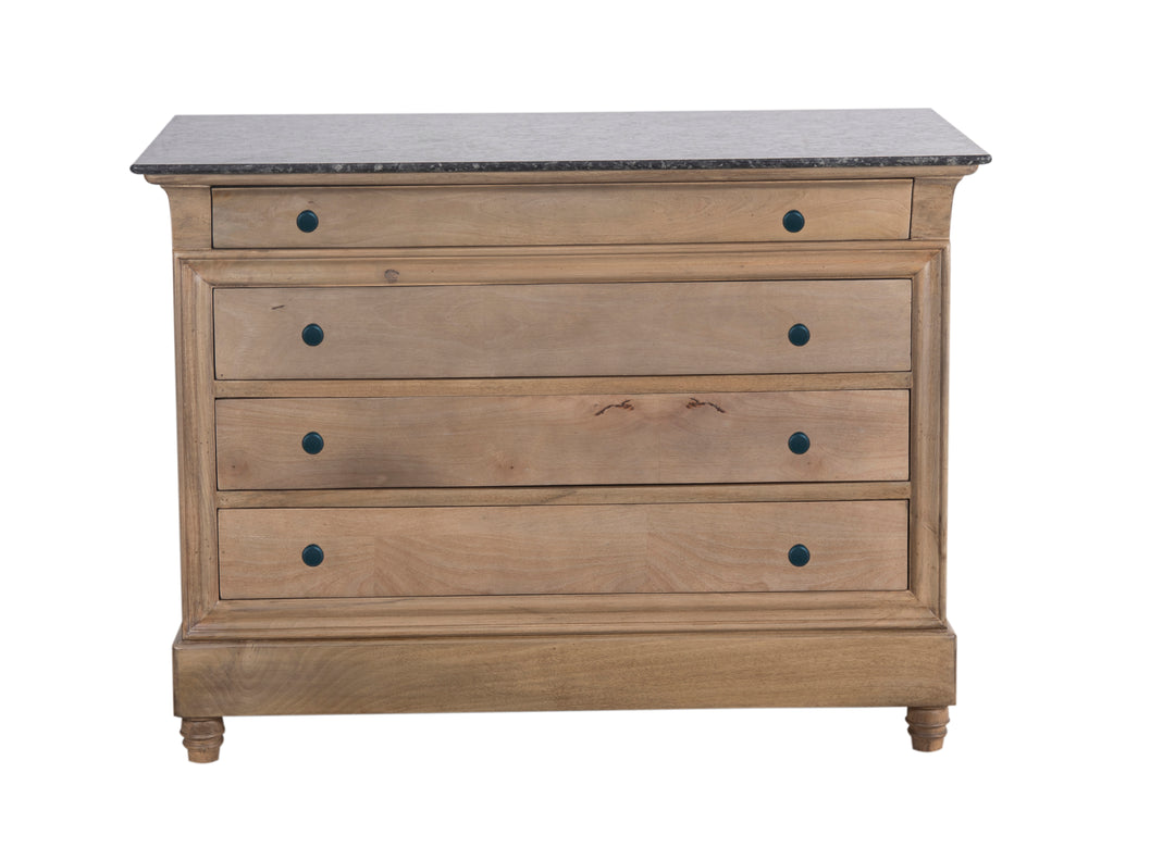 Brown Wooden Brentwood 4-Drawer Chest with a complete view on a white background