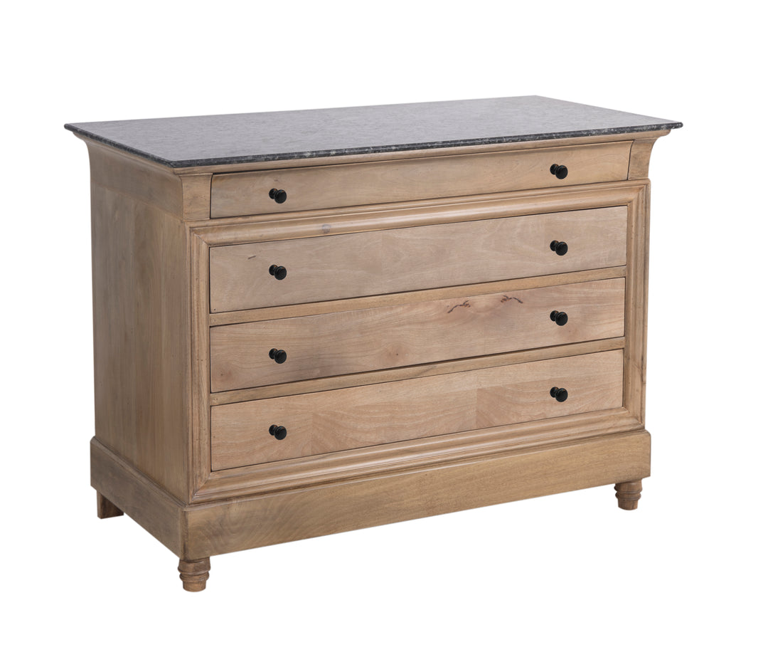 Brown Wooden Brentwood 4-Drawer Chest with a complete view on a white background