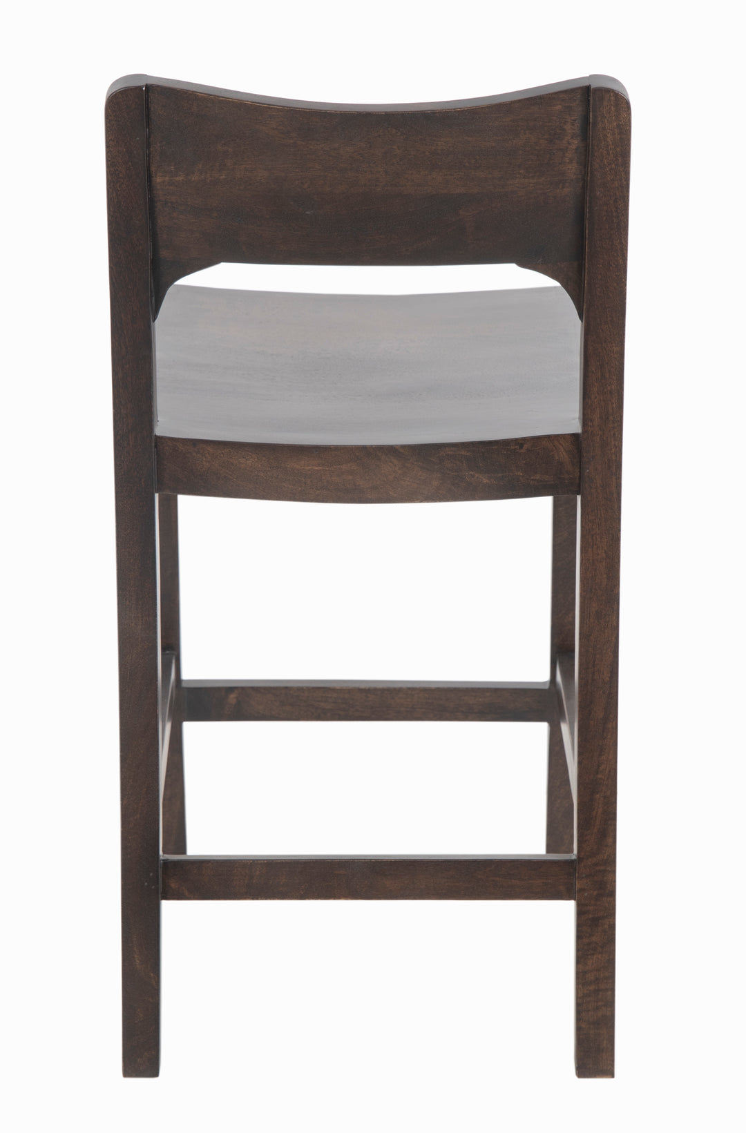 Brown wooden Camden Counter Stool seen from the back on a white background
