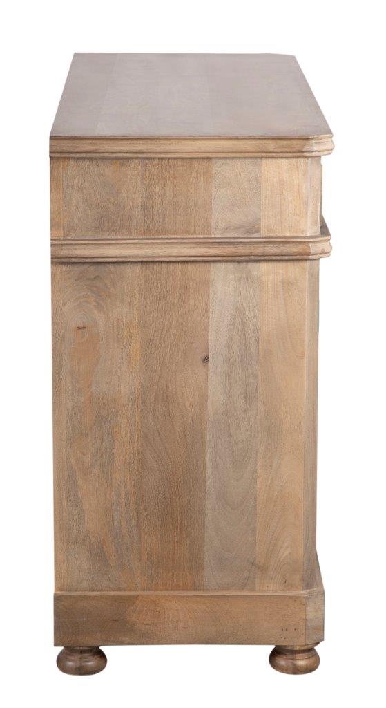 Brown Wooden Cynthia Buffet seen from the side on a white background