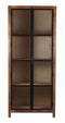 The Cleveland Wood & Iron Glass 2 Door Vitrine Display Cabinet in Natural Finish & Black Iron