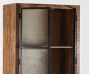 The Cleveland Wood & Iron Glass 2 Door Vitrine Display Cabinet in Natural Finish & Black Iron