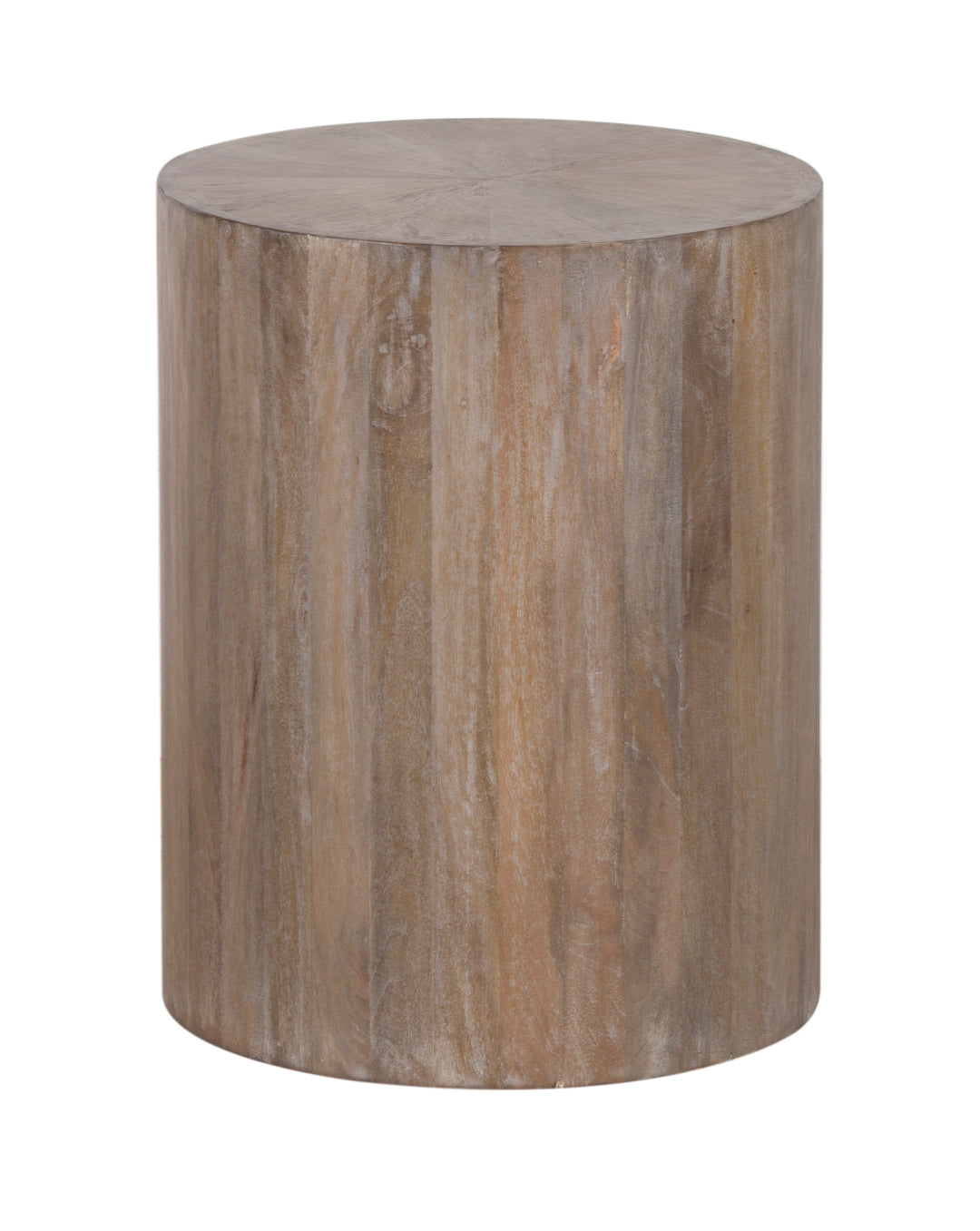 The Fox & Roe Drum End Table in Salvage Grey Finish
