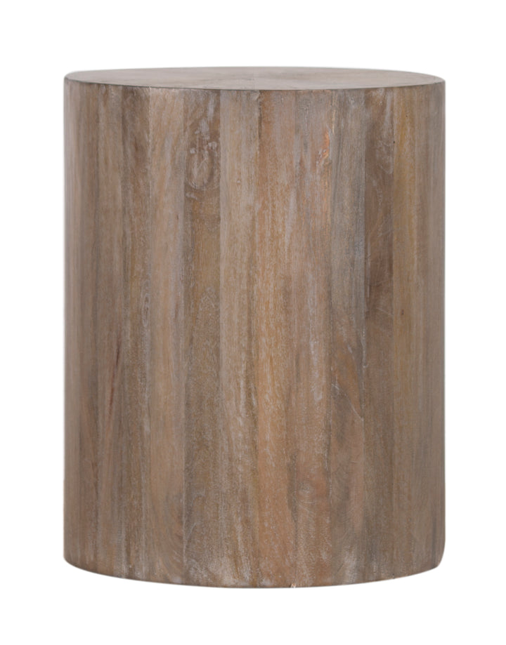 The Fox & Roe Drum End Table in Salvage Grey Finish