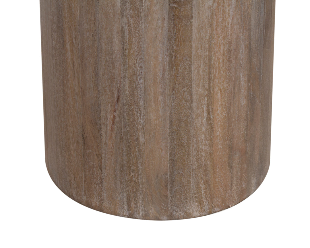 The Fox & Roe Drum End Table in Salvage Grey Finish
