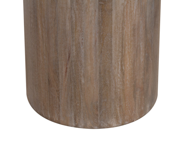 The Fox & Roe Drum End Table in Salvage Grey Finish