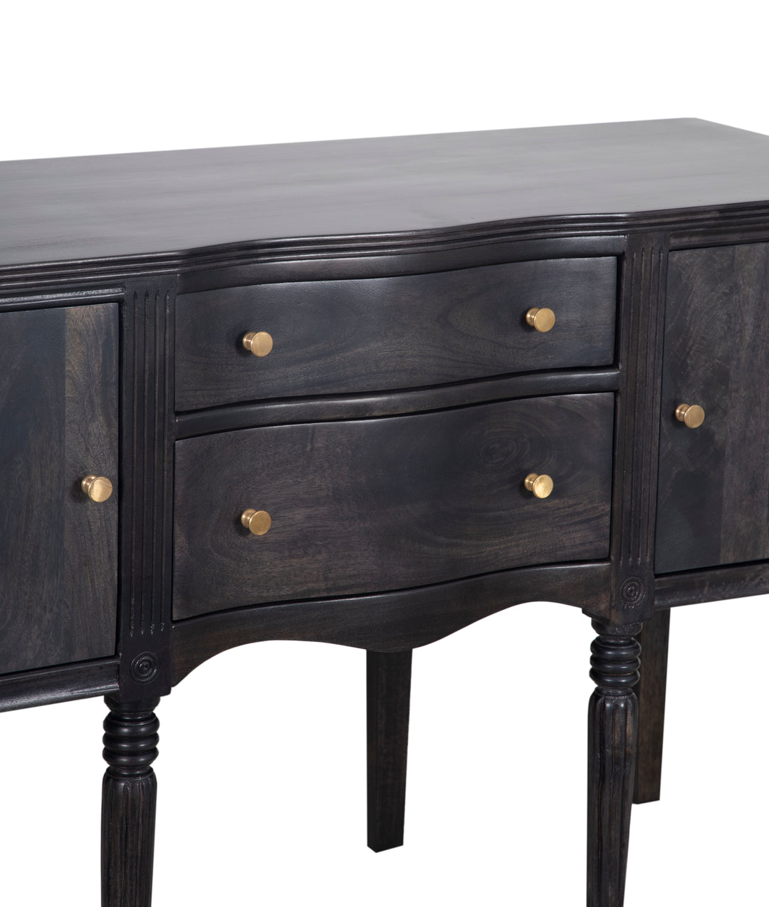 Charcoal Ella Buffet with a closeup view of drawers and top on a white background