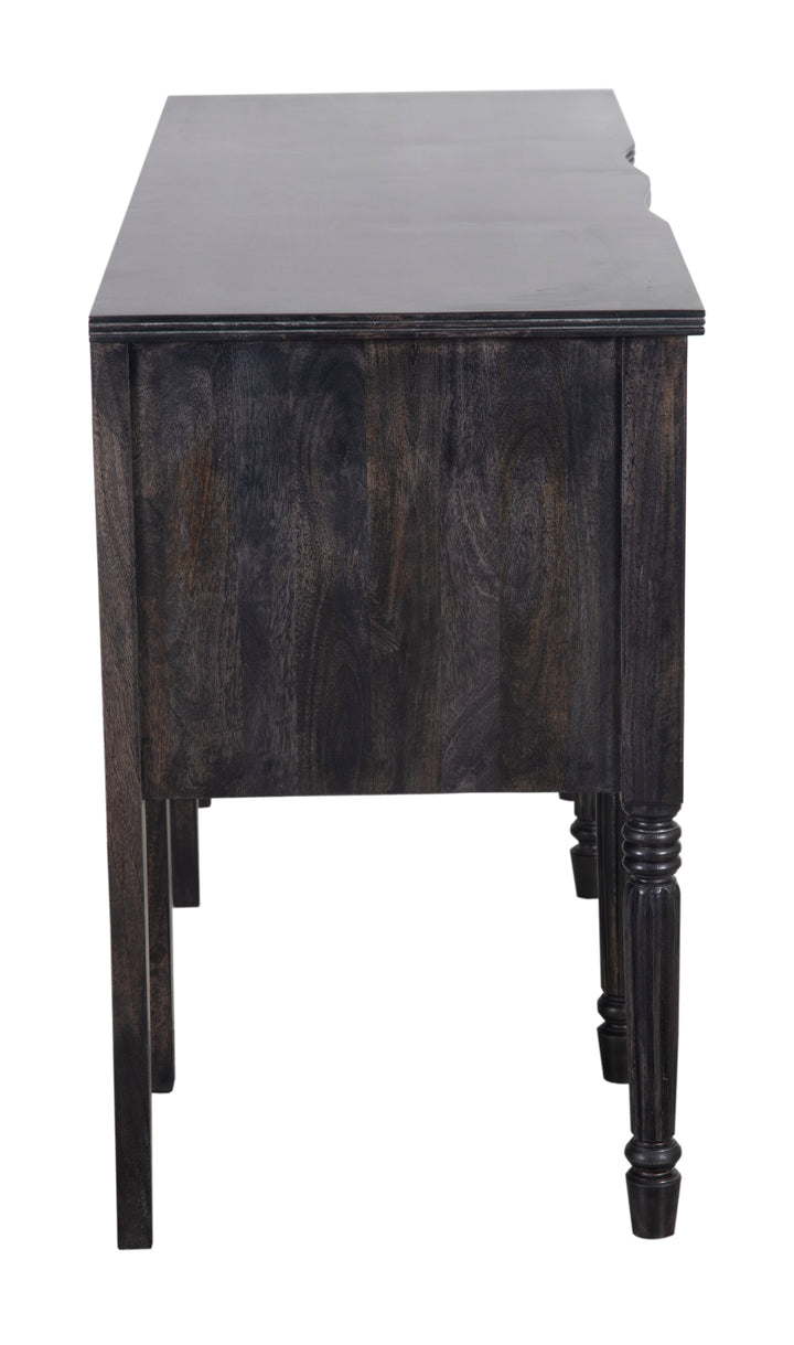 Charcoal Ella Buffet seen from the side on a white background