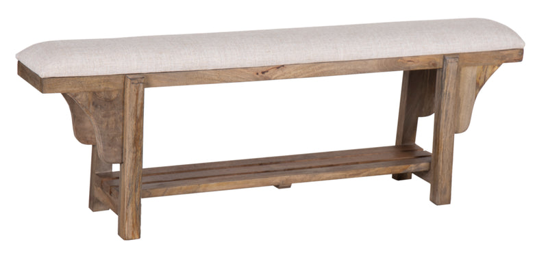 The FC Narrow Bench in Wire Brush Antique Finish with Milano 0001 Fabric