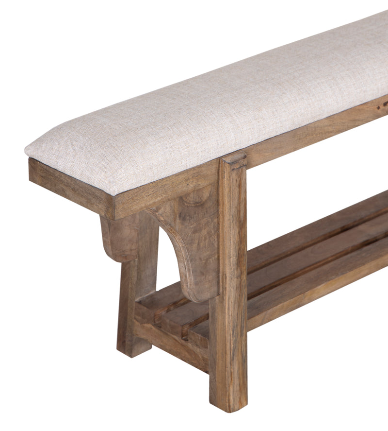 The FC Narrow Bench in Wire Brush Antique Finish with Milano 0001 Fabric