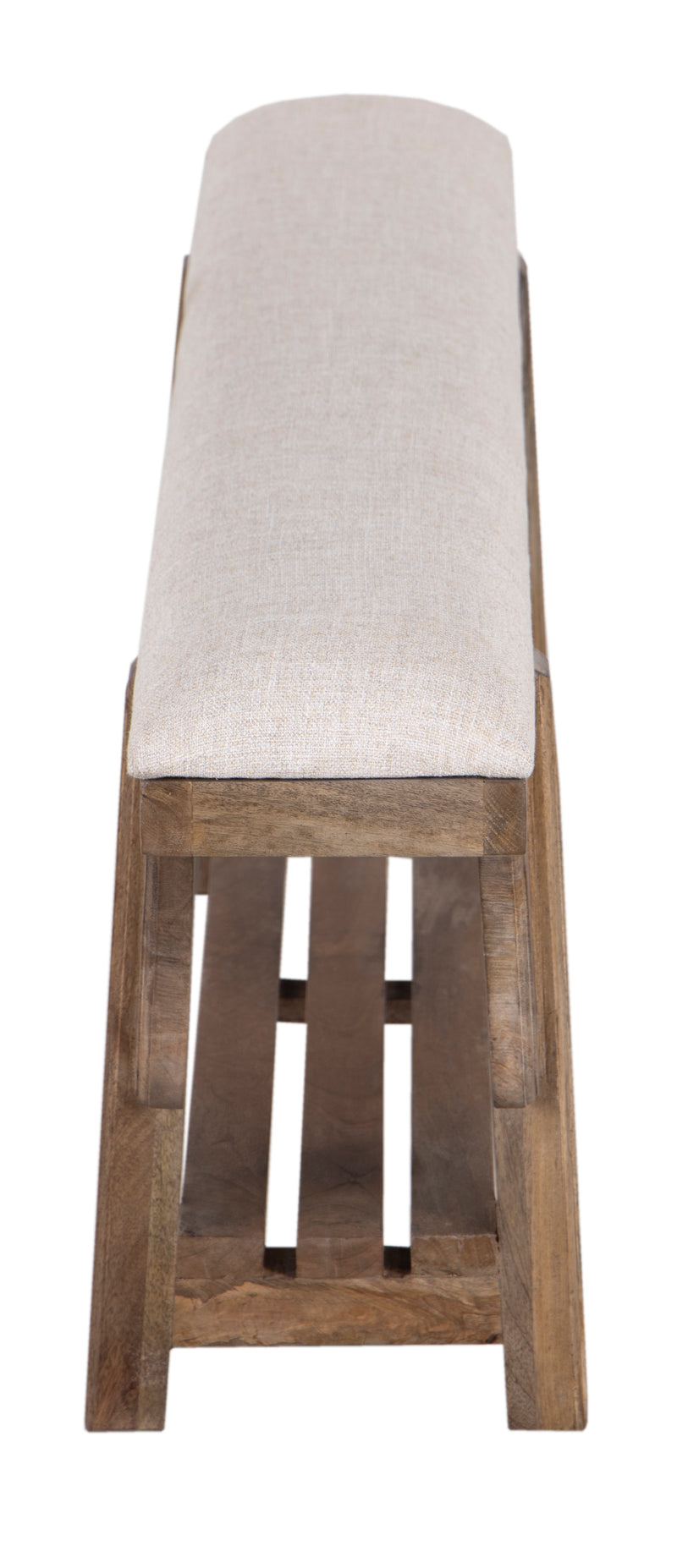 The FC Narrow Bench in Wire Brush Antique Finish with Milano 0001 Fabric