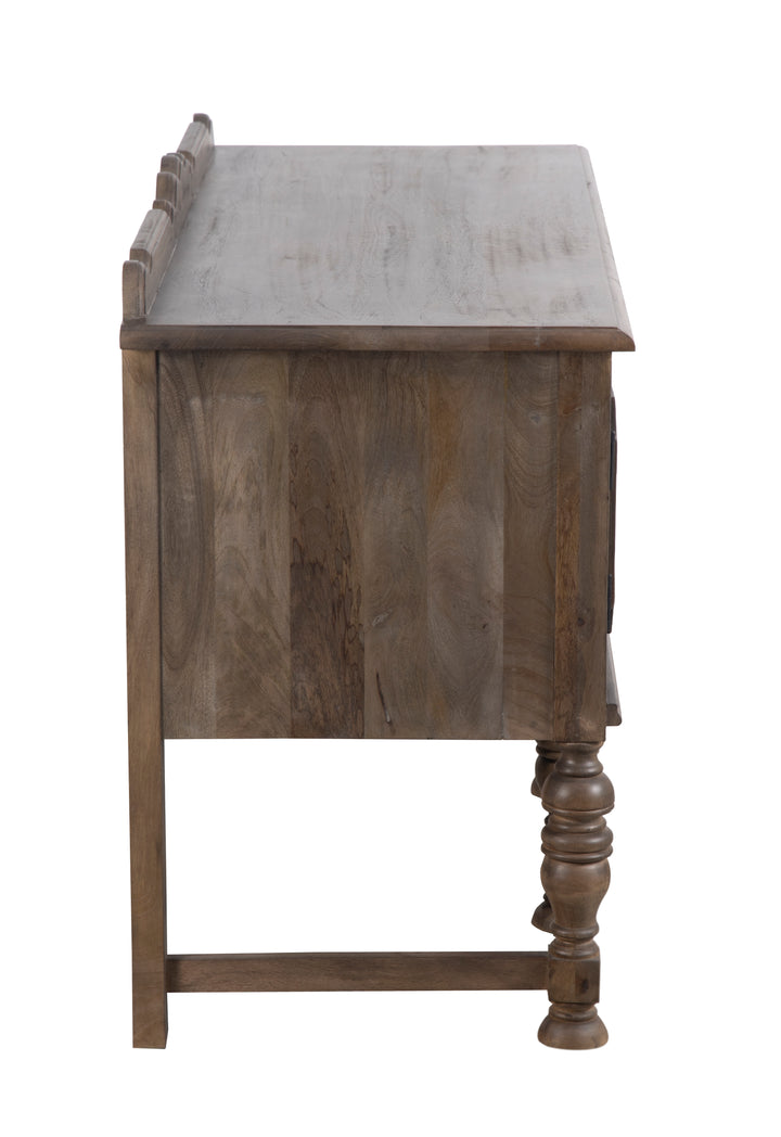 Black Jacobean Buffet seen from the side on a white background