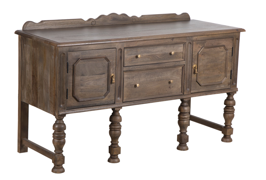 Brown Jacobean Buffet with complete view on a white background