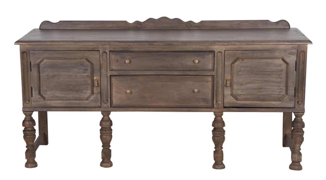 Brown Jacobean Buffet seen from the front on a white background