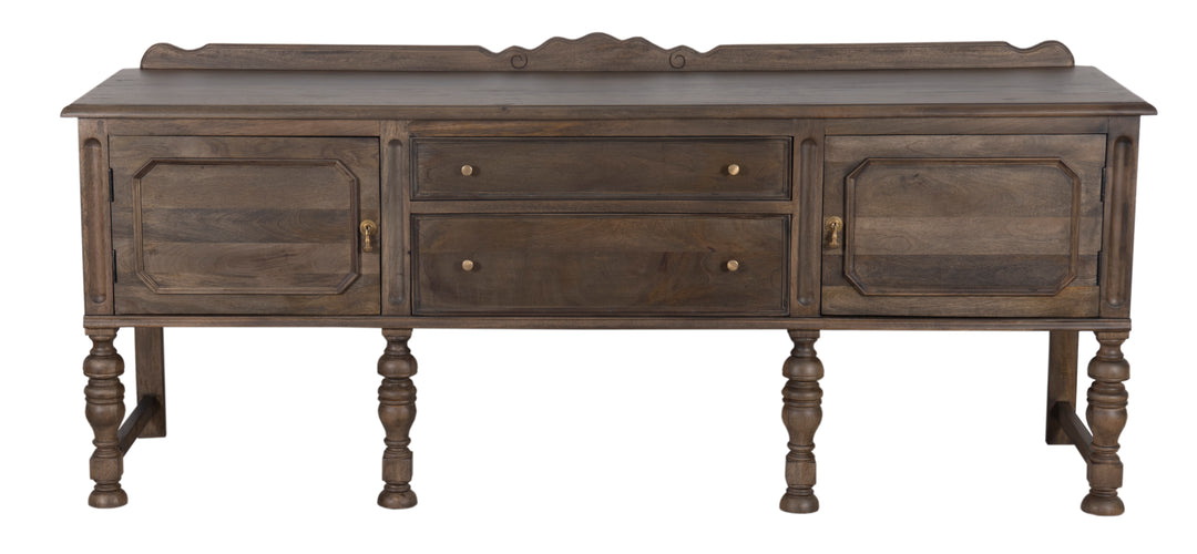 Brown Jacobean Buffet seen from the front on a white background