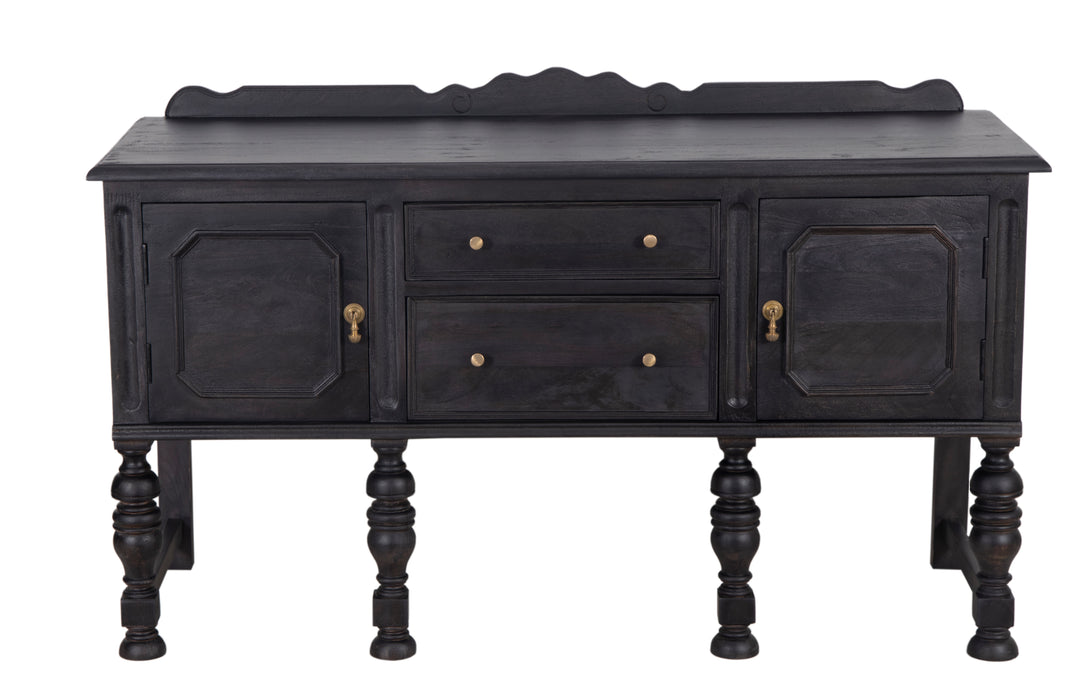 Black Jacobean Buffet with a complete view on a white background