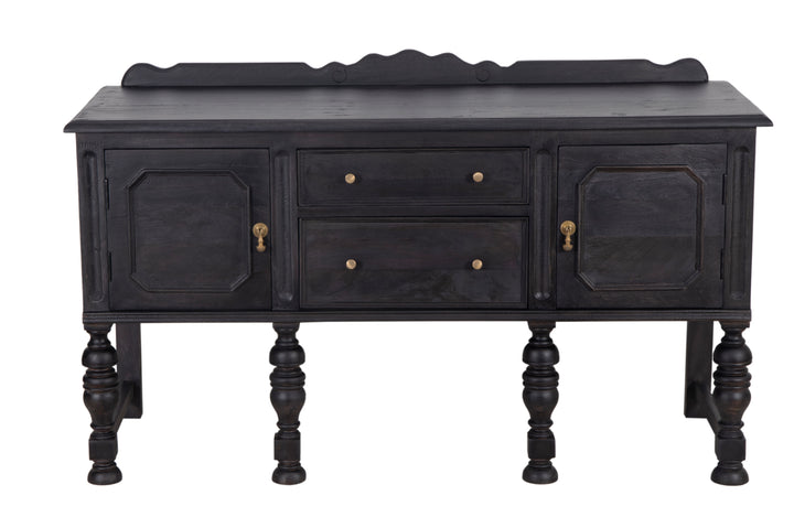 Black Jacobean Buffet with a complete view on a white background