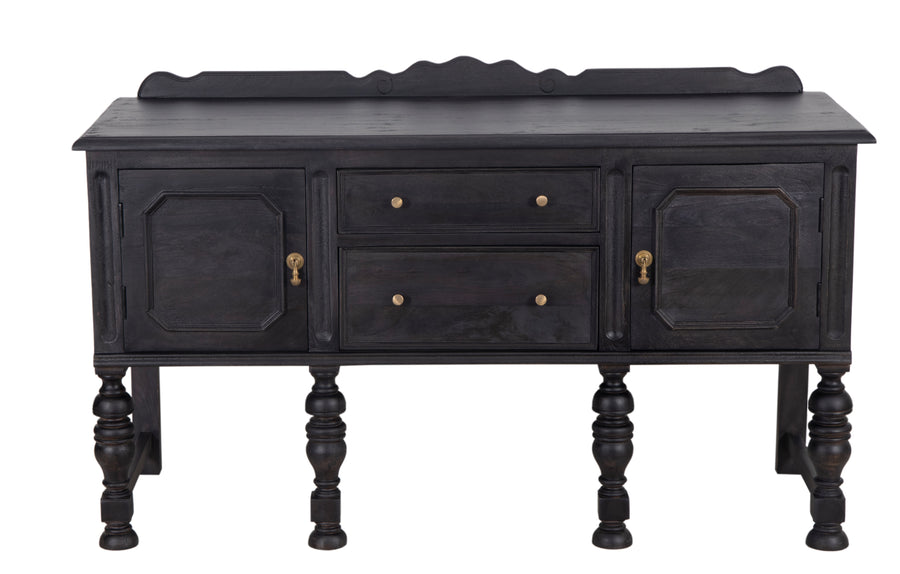 Black Jacobean Buffet with a complete view on a white background