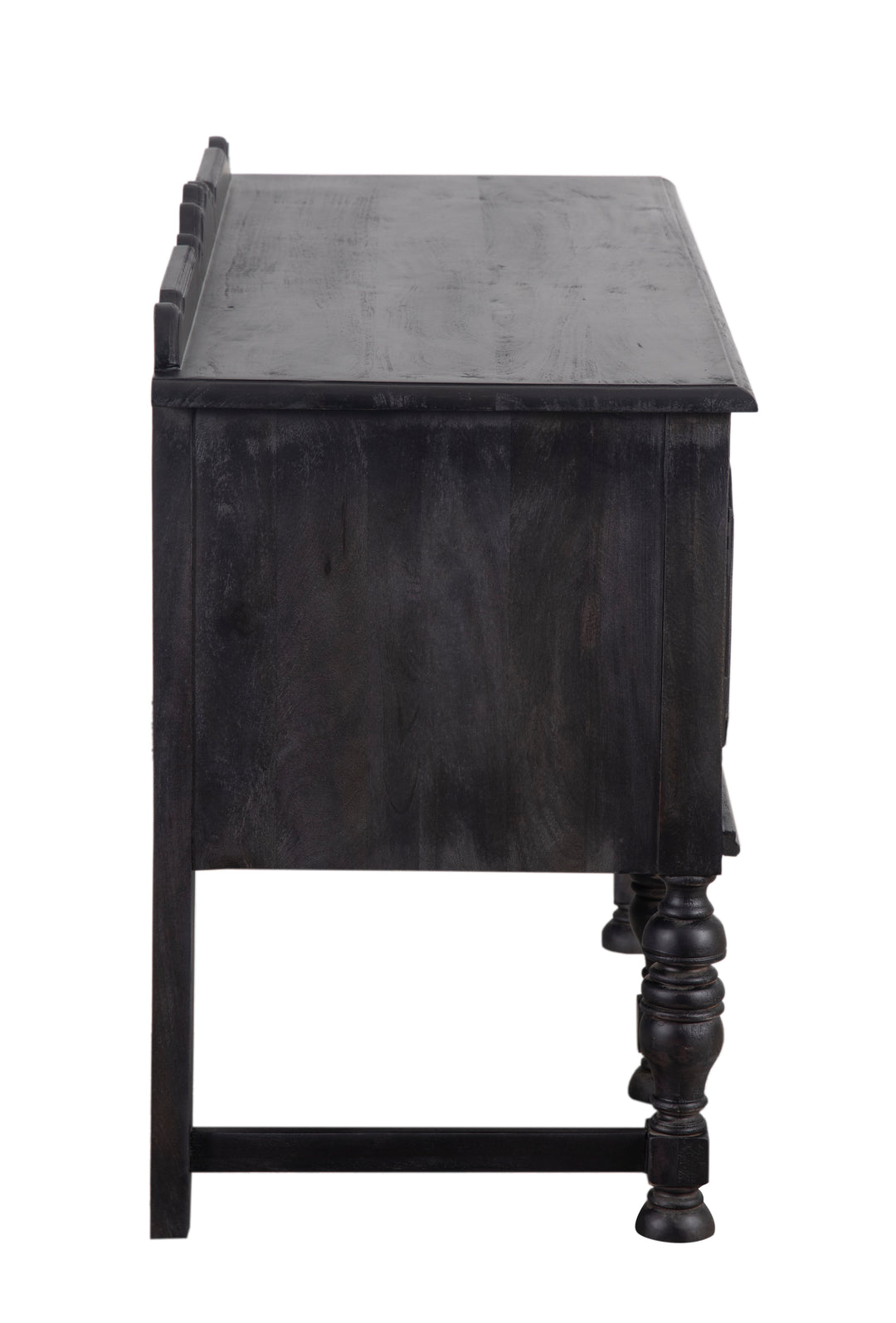 Black Jacobean Buffet seen from the side on a white background