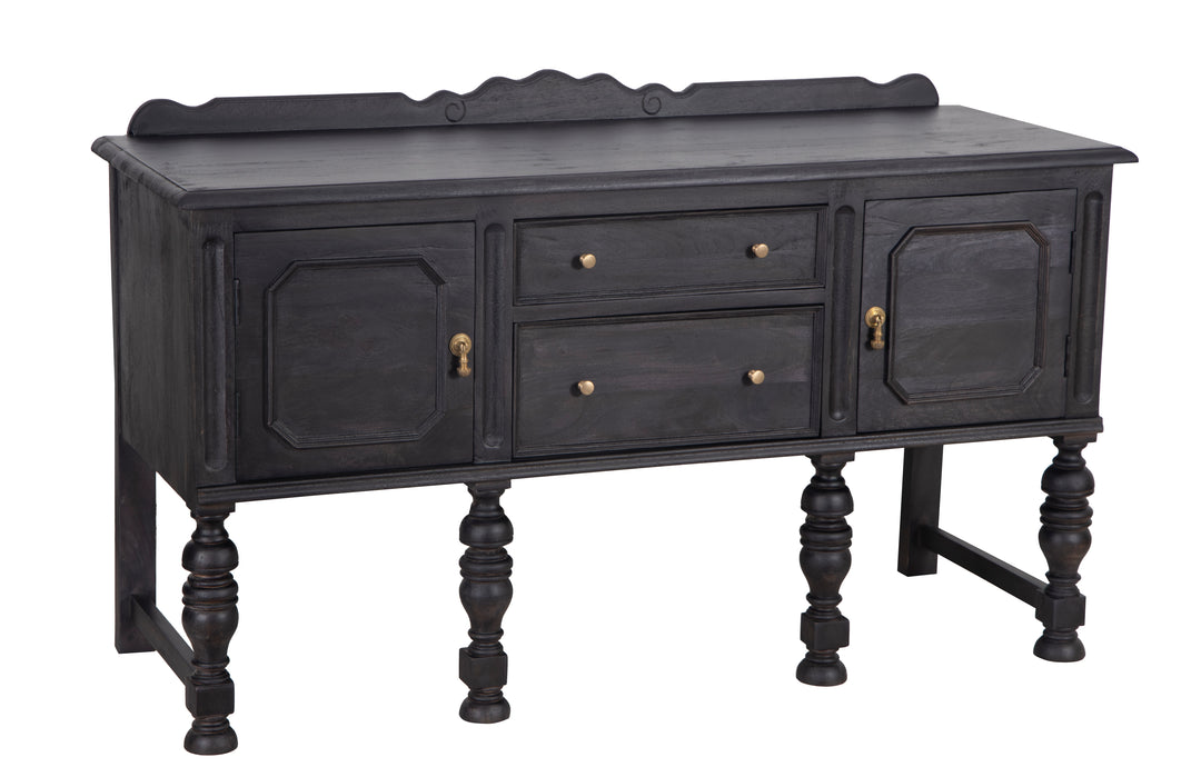 Black Jacobean Buffet seen from the front on a white background
