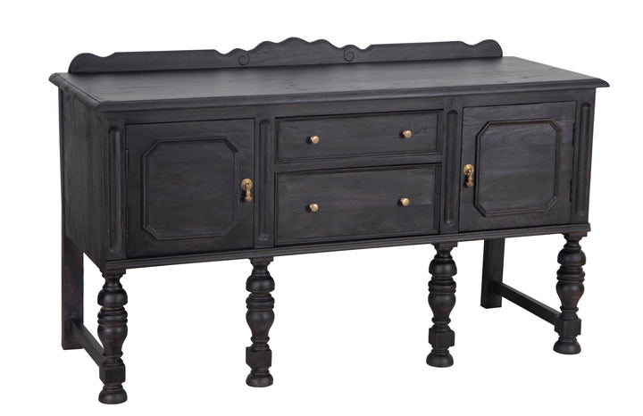 Black Jacobean Buffet seen from the front on a white background