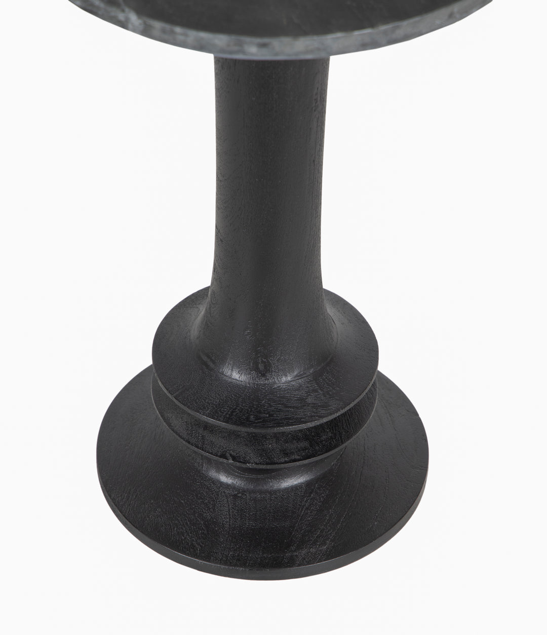 The Fox & Roe Sabel Round Side Table Large in Sandblasted Black Finish with Black Marble Top