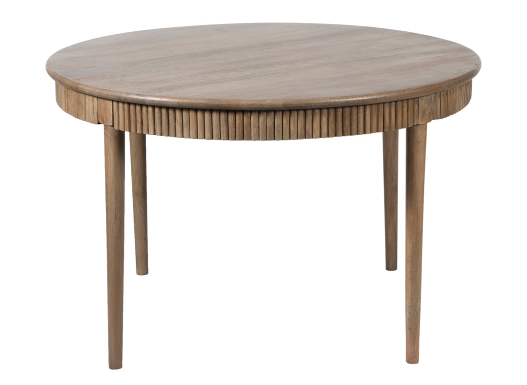 The Fox & Roe Moldova Round Dining Table in Mango with TC Wire Brush Vintage Finish