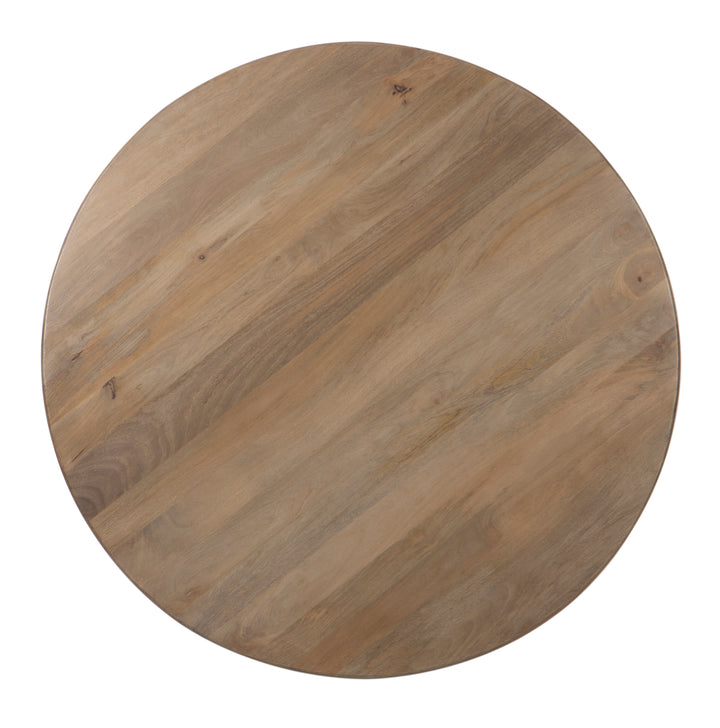 The Fox & Roe Moldova Round Dining Table in Mango with TC Wire Brush Vintage Finish