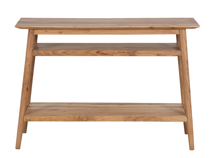 The Portola Console Table with Shelf in Oxy Acacia Natural Finish