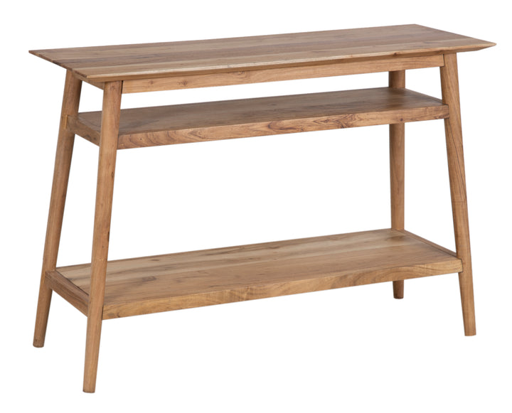 The Portola Console Table with Shelf in Oxy Acacia Natural Finish