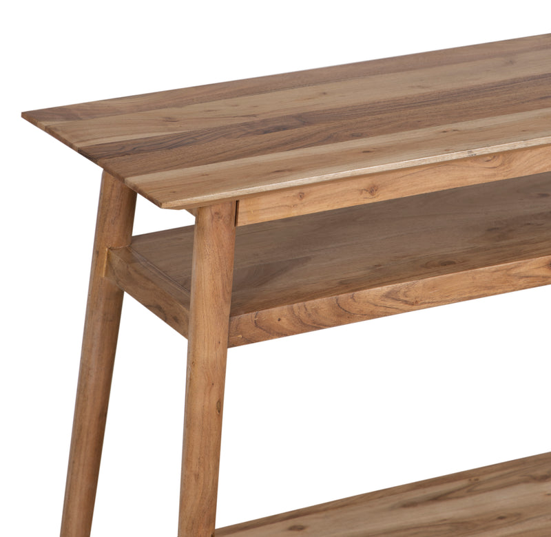 The Portola Console Table with Shelf in Oxy Acacia Natural Finish