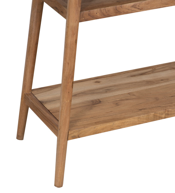 The Portola Console Table with Shelf in Oxy Acacia Natural Finish