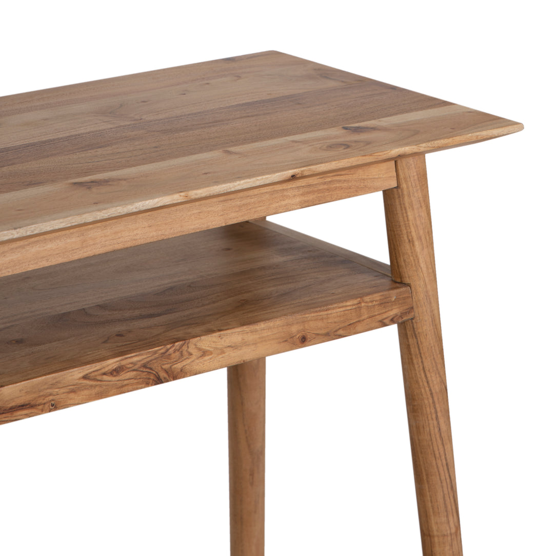 The Portola Console Table with Shelf in Oxy Acacia Natural Finish