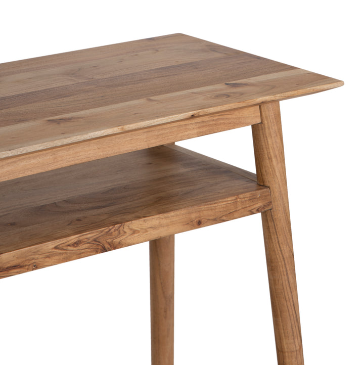 The Portola Console Table with Shelf in Oxy Acacia Natural Finish